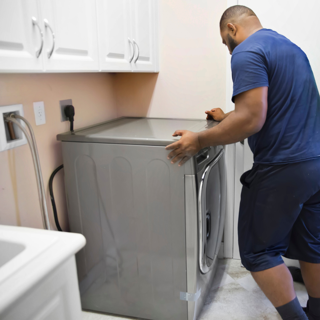 Certified appliance technician diagnosing dryer issues