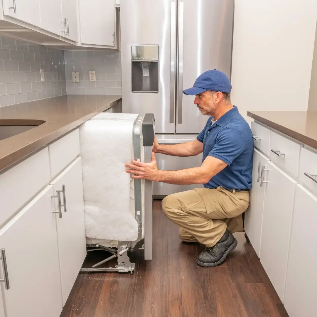 Certified technician installing dishwasher in Toronto